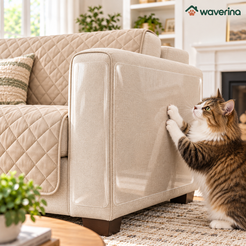 Clear Adhesive Cat Scratch Guard for Sofas