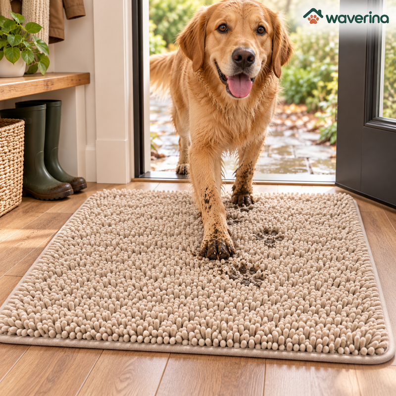 Plush Absorbent Dog Paw Mat for Entryways