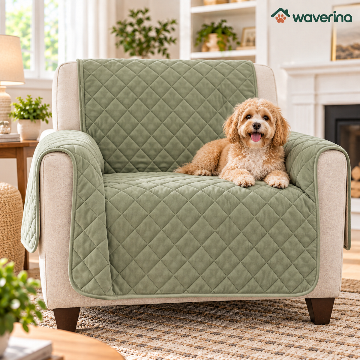 Sage Quilted Pet Furniture Throw