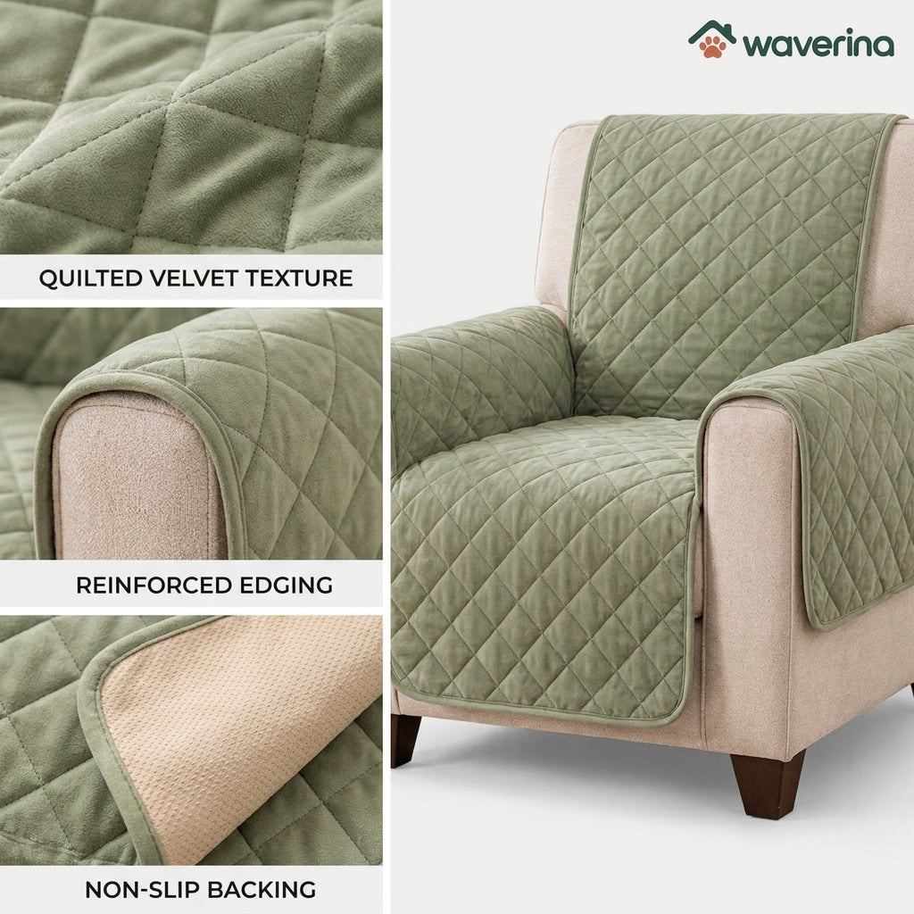 Sage Quilted Pet Furniture Throw
