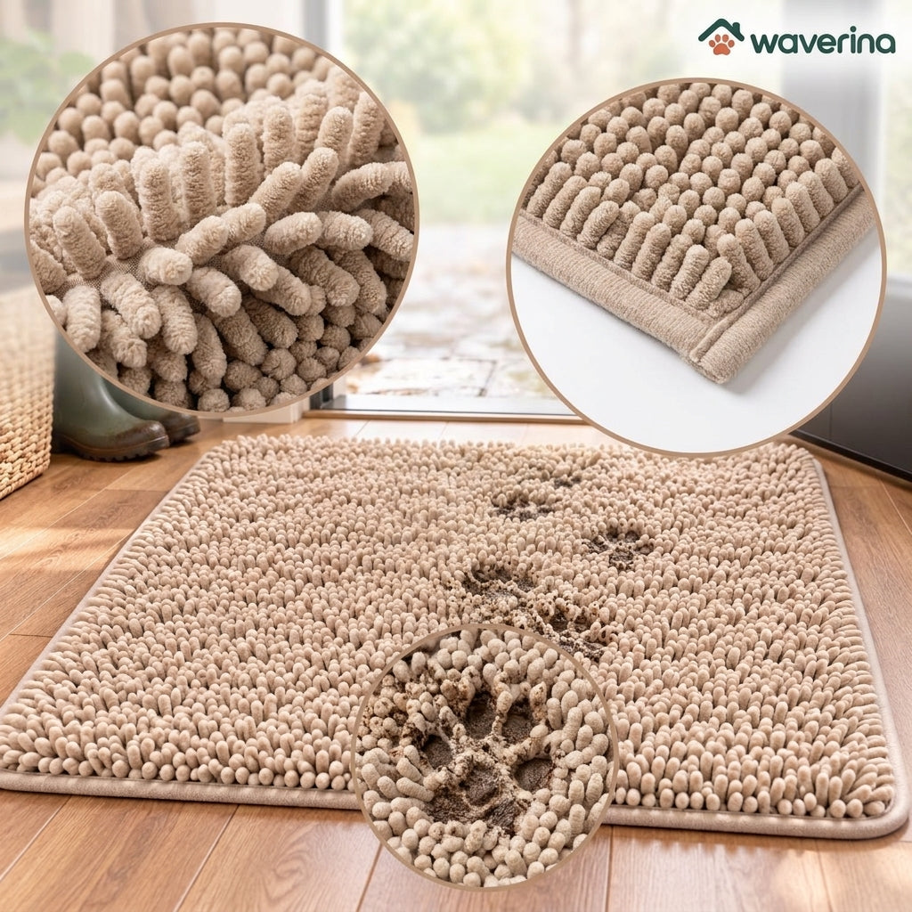 Plush Absorbent Dog Paw Mat for Entryways