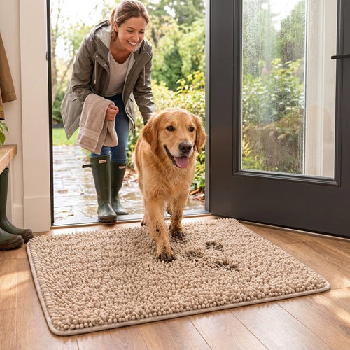 Plush Absorbent Dog Paw Mat for Entryways