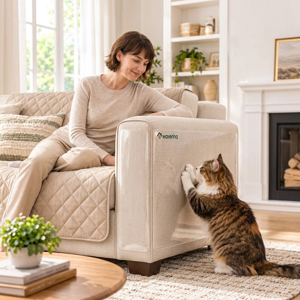 Clear Adhesive Cat Scratch Guard for Sofas
